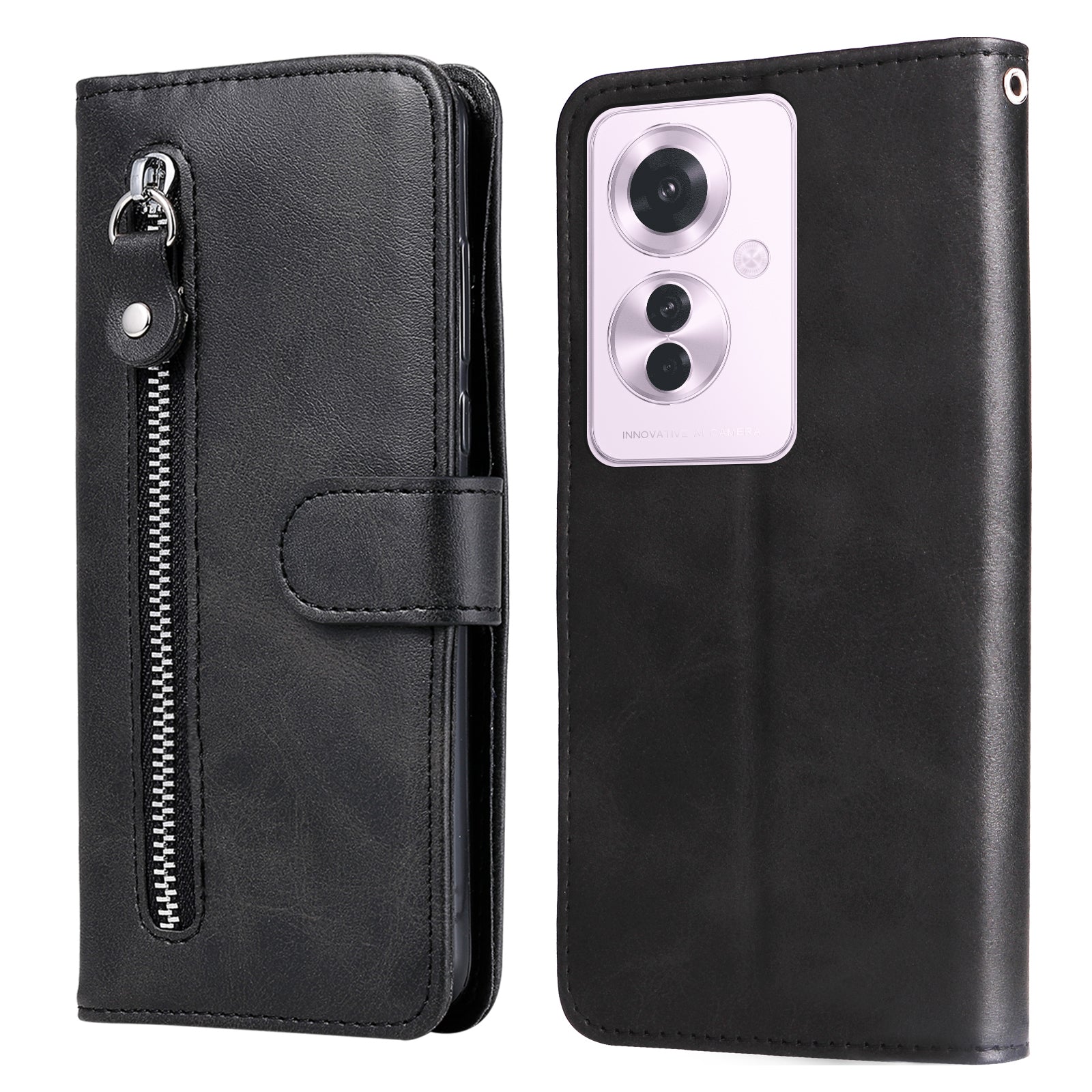 For Oppo Reno11 F 5G / F25 Pro 5G Case Zipper Pocket Calf Texture Leather Wallet Phone Cover For Oppo Reno11 F 5G / F25 Pro 5G Case Zipper Pocket Calf Texture Leather Wallet Phone Cover